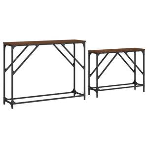 Grande table console gigogne en bois d'ingénierie chêne brun avec collection de tables consoles en métal de qualité supérieure - Product Image 5