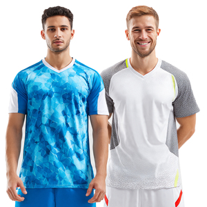 Maillots de football personnalisés pour équipe, 100 % polyester, sublimation, manches courtes, col en V, pour hommes - Product Image 1