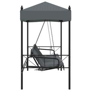 Dondolo da Giardino Grigio Scuro con Struttura in Acciaio Verniciato a Polvere Resistente e Materiale in Poliestere - Product Image 6