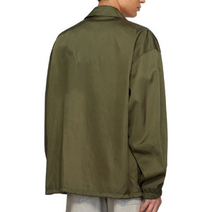 Men's Olive Green <b>Coach</b> Jacket Casual Turn-down Collar Button Front Loose Fit Polyester Shell Autumn Wear - Product Image 2