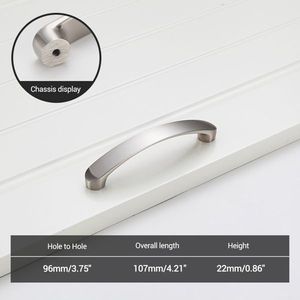 Maniglia per Mobile Contemporanea in Nichel Spazzolato Satinato 128mm, Pomelli per Porte e Maniglie per Cassetti da Cucina in Lega di Alluminio - Product Image 1