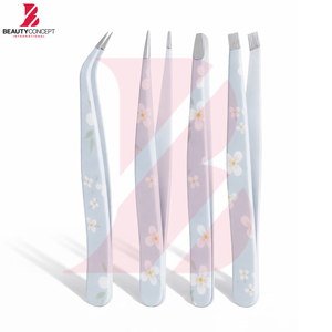 Juego de 4 Pinzas para Cejas al por Mayor con Estuche, Acero Inoxidable de Grado Quirúrgico, Punta Inclinada, Puntiaguda y Plana para Hombres y Mujeres - Product Image 2