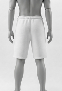 Shorts Bermuda en Coton Blanc pour Homme, Couleur Unie, Décontracté, Taille Mi-Haute, Tricoté, Respirant, Coupe Classique - Product Image 3