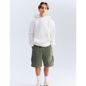 Shorts décontractés pour hommes, taille élastique, en toile de coton respirante, style cargo, couleur unie, logo personnalisé, streetwear décontracté en coton - Product Image 4