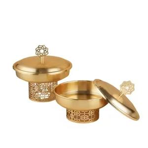 Tazón de Metal Dorado Hecho a Mano Contemporáneo para Dátiles, Apto para Microondas, Plato para Frutos Secos, Plato de Servir Moderno para Cocina, Ramadán Iftar - Product Image 6