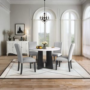 Juego de Comedor Moderno de 43 Pulgadas y 5 Piezas, Incluye 4 Sillas Tapizadas para Comedor, Cocina o Sala de Estar - Product Image 2
