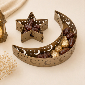 Wholesale Metal Ramadan <b>Tray</b> Set <b>Gold</b> Crescent Moon Star <b>Serving</b> Platter for Eid Mubarak Table Decoration Muslim Party Supplies - Product Image 4