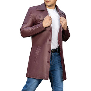 Manteau en cuir confortable pour homme, élégant, matière douce, écologique, respirant, longueur longue, pour tous les jours - Product Image 1