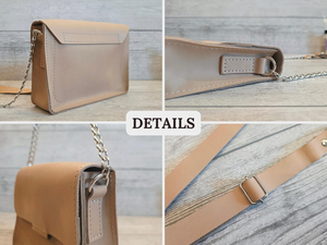 Handmade <b>Leather</b> Crossbody Bag with Chain Strap Personalized <b>Small</b> <b>Purse</b> Cute Shoulder Handbag for Women Gift for Her - Product Image 3