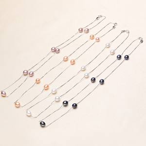 Collier de perles d'eau douce presque rondes de Zhuji Pearl, boucle en argent S925 impeccable, cadeau de fête des mères, vente en gros - Product Image 1