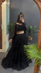 El Mejor Conjunto de Lehenga Choli y Dupatta de Tela Faux Georgette con Estilo Moderno y Volantes, Compra en Línea en India, Moda Étnica - Product Image 6