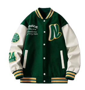 Custom Hip Hop Varsity Jacket Vintage Embroidered Letterman Baseball Jacket Unisex Streetwear <b>Coat</b> - Product Image 5