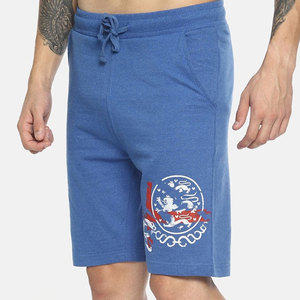 Shorts Bermuda en coton bleu pour homme avec logo brodé, cordon de serrage à l'avant, style décontracté - Product Image 4