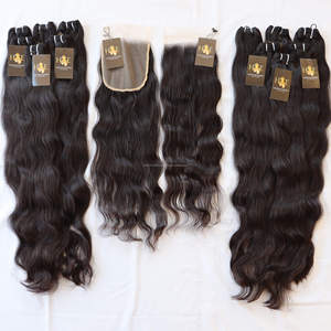 Mèches brésiliennes lisses et ondulées avec Lace Frontal, mèches de cheveux naturels avec Closure 4x4 5x5 - Product Image 1
