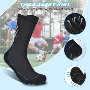 Calcetines deportivos de algodón personalizados para uniformes de equipo, calcetines de fútbol con agarre, ropa para branding y pedidos al por mayor. - Product Image 4
