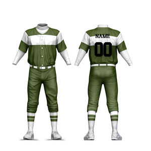 Men's Baseball Uniform Set Green White Color Block Sublimated Jersey Button Fly Pants Moisture Wicking Polyester Short Sleeve - Product Image 1