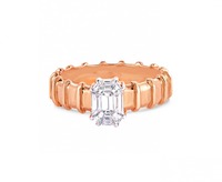 Bague de fiançailles solitaire de luxe en or massif 14 carats avec diamant de laboratoire taille émeraude couleur D à G si clarté SI2