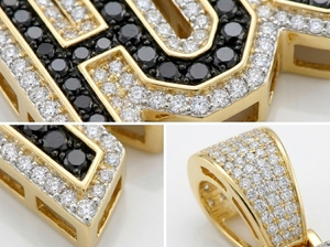 Colgante Personalizado con la Letra HUSTLE de Estilo Hip-Hop de RCK Global |   Moissanita Brillante Negra Transparente Color DEF D VVS, Plata de Ley 925, Oro - Product Image 3