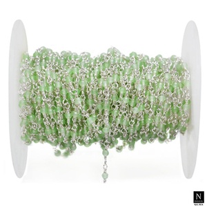 Pequeña piedra preciosa de Prehnita facetada 2-2,5 MM Rosario cuentas cadena joyería - Product Image 3