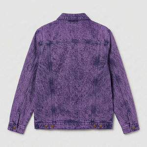 Blouson en jean délavé écologique personnalisé unisexe décontracté à boutons coupe classique pour l'hiver en coton tricoté – Vente en gros - Product Image 4