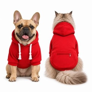 ZARSAH EXPORTS Cute Red Hoodie Pet <b>Clothes</b> <b>for</b> <b>Dogs</b> Solid Color Cotton Blend Comfortable All Seasons Classic Machine Wash - Product Image 1