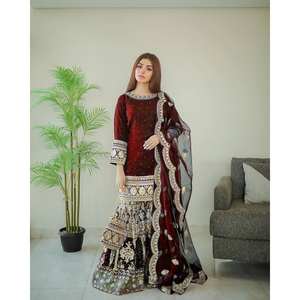 Conjunto de Top y fondo de mujer de diseñador con Dupatta para ropa de fiesta - Product Image 3