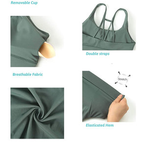 Women's Green Sports Bra High <b>Support</b> Backless Design Front Logo Breathable Quick Dry Workout <b>Crop</b> <b>Top</b> - Product Image 6