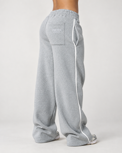 Pantalones Deportivos de Forro Polar para Hombre, Color Gris, Cintura Alta Elástica, Bordados, con Franja Lateral Plana, Corte Holgado Informal, Tejido Transpirable, para Invierno - Product Image 3