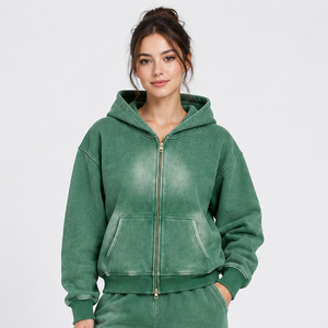 Ensemble de survêtement vintage personnalisé pour femme, effet délavé, respirant, sweat-shirt et pantalon de jogging de qualité supérieure, streetwear décontracté - Product Image 3