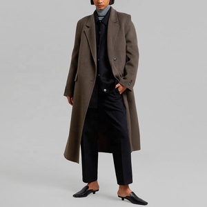 Abrigos de lana largos sin cuello para mujer, chaqueta de invierno para mujer - Product Image 6