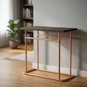 Industrial Iron Wooden Magazine Rack <b>Rustic</b> Wood Display Storage Stand Accent <b>Shelf</b> for Living Room Home Furniture - Product Image 6