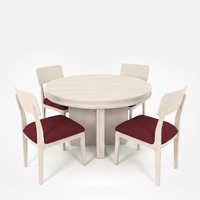 Ensemble de table basse ronde moderne en frêne massif avec 4 chaises - Meubles de salon durables, faciles à nettoyer et légers