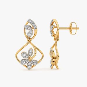 Boucles d'oreilles clous rondes à motif floral et diamants - Product Image 3