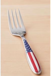 Tenedores de metal con diseño de bandera estadounidense, con acabado pulido de alto brillo, ideales para juegos de cubiertos para fiestas y uso en hoteles y hogares. - Product Image 2