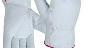 Heavy Duty White Grain Leather Safety Gloves EN420 Certified Elastic Wristlet Customizable Color Multi-Function - Product Image 2