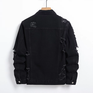 Veste en jean pour homme, classique, col montant, manches longues, coupe ajustée, élégante, confortable, durable, respirante, séchage rapide, réversible, hiver, 100% denim - Product Image 5