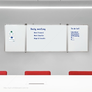 <b>Wall</b>-Mounted Multi-Panel Folding Writing Board with Aluminum Frame and Custom Green Surface - Product Image 6