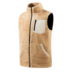 Chaleco de Forro Polar Sherpa para Hombre, Casual, Transpirable, Grueso, para Invierno, Color Marrón Claro, Resistente al Viento, con Servicio OEM, Venta al Por Mayor - Product Image 1