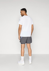 Men's Gray Double <b>Layer</b> Canvas Running Shorts Quick Dry Drawstring Closure Elastic Waist Solid <b>Mid</b> Rise Breathable - Product Image 3