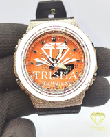 Montre de luxe personnalisée avec diamants Moissanite VVS sertis à la main et cadre en argent sterling 925