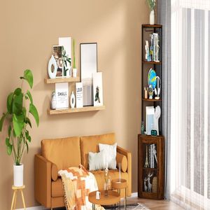 Mobile angolare autoportante da 65 pollici con scaffale a 6 livelli, espositore, mobiletto angolare da 65 pollici, portabicchieri da vino, scaffalature e unità di stoccaggio - Product Image 5