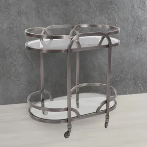 Modern Handmade Metal <b>Decorative</b> Utility Trolley with Contemporary Design Spacious Storage ShelvesWorld Trend Eco-Friendly - Product Image 6