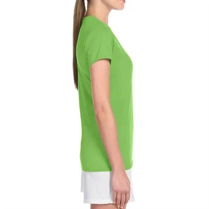 T-shirt femme respirant, 100% coton, uni, col rond, noir, manches courtes, t-shirt décontracté pour femme - Product Image 2