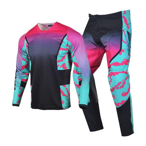 Traje de Motocross Personalizado para Hombre, Talla Grande, Cómodo, Transpirable, de Dos Piezas, Manga Corta, 100% Poliéster, Acolchado Reforzado, OEM Personalizado - Product Image 5