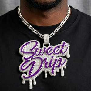 Hiphop 925 <b>Silver</b> Moissanite <b>Pendant</b> with Letter Design Rhodium Plated Themed Charm <b>Men</b> Everyday Wear - Product Image 2