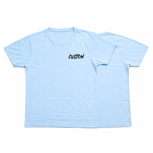 เสื้อยืดแฟชั่นผู้ชายสีฟ้าสกายบลูสั่งทำพิเศษ เนื้อผ้าคอตตอนหนานุ่ม ระบายอากาศได้ดี คอกลม แขนสั้น สวมใส่สบายในฤดูร้อน ทรงปกติ รับผลิตแบบ OEM - Product Image 1