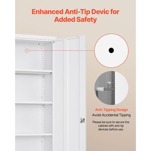Armadio da Garage in Acciaio Chiudibile a Chiave 68.9, 5 Ripiani, 4 Mensole Regolabili, 2 Porte Magnetiche, 2 Chiavi per Conservazione Attrezzi - Product Image 5