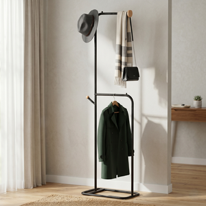Modern Iron Coat Rack with 3 Hooks Freestanding Minimalist Design for Living Room Bedroom Entryway Home Furniture - Product Image 1