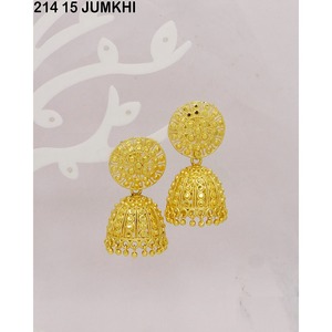 Antique Design Forming Look 1 Step Dangle Jhumki Earrings Premium Quality Traditional Designed Indian Brass Gold Jhumki - Product Image 4