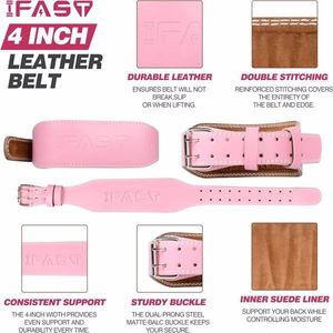 Leather Weight Lifting Belt for Men and Women 4-Inch Padded Lumbar Support Waistband Effective Weightlifting Device - Product Image 2